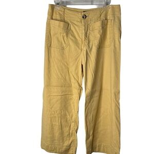 ANTHROPOLOGIE MAEVE ‘The Colette’ Wide Leg Linen Crop Pants Size 28P Yellow